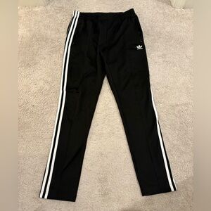 Adidas Women’s Medium Skinny Black Joggers / Track Pants with White Stripes